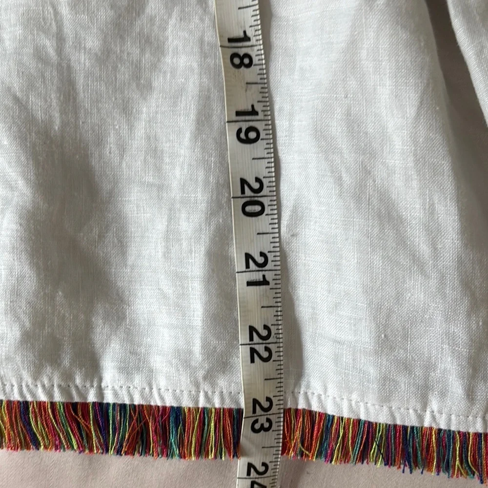 For Cynthia Linen Top Women’s Petite Large White Fringe Coastal Cottagecore - Picture 8 of 8